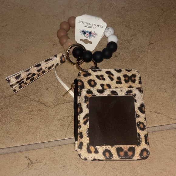 Accessories - Leopard Print Card Holder with Beaded Bracelet